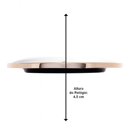 Relógio De Parede 30,5cm Por 4,5cm Quartz De Plástico Chronos Cinza Com Dourado